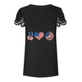 thumbnail image 5 of OAVQHLG3B Summer Tops for Women 4th of July Outfits for Women Patriotic ShirtsWomen's Summer V-neck Independence Day Printed Tops T-Shirts Casual Lace Short Sleeve Blouse, 5 of 8