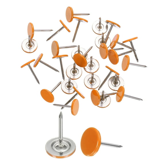30Pack Push Pins, 11mmx17mm Round Flat Head Decorative Thumb Tacks, Orange