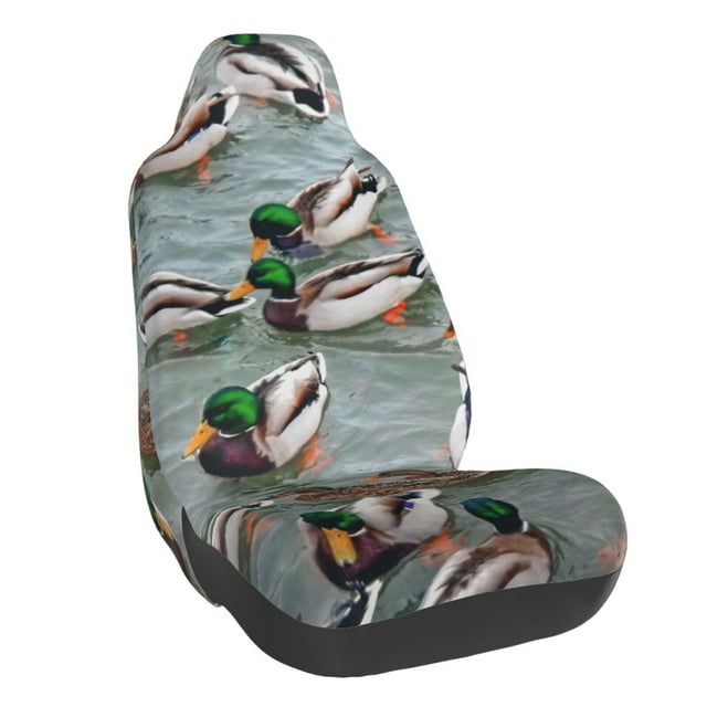 Wukai Mallard Ducks Swimming Full Set Car Seat Covers with Soft Padding Universal Auto Front Seats Protector and Cushion Mat