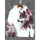thumbnail image 3 of Sudadera con capucha de estilo Retro con estampado de Lobo y plumas para hombre, sudadera con cordón y bolsillo de canguro, sudadera deportiva para otoño, 3 of 4