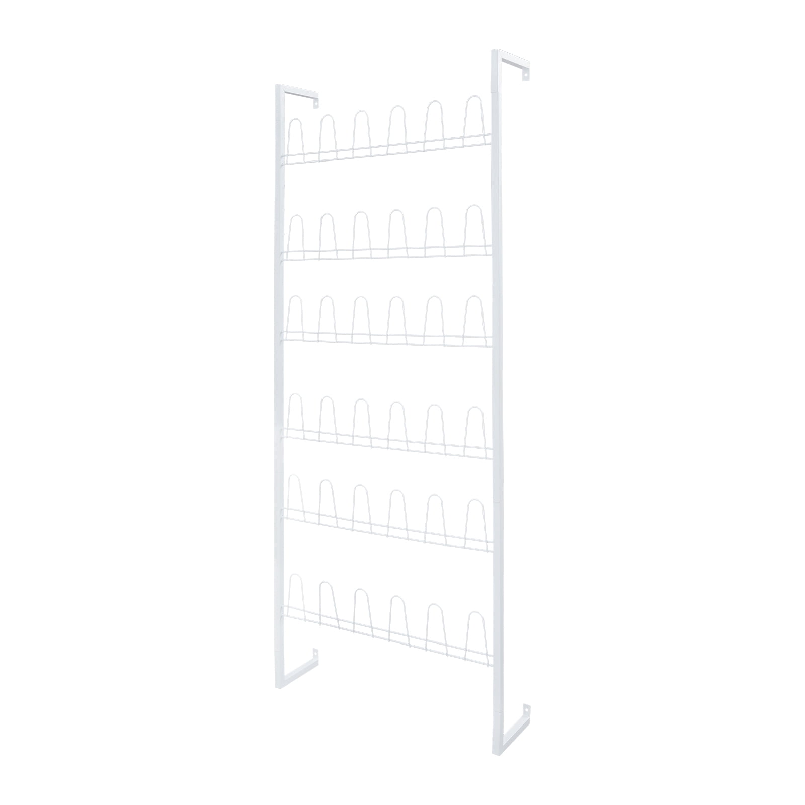 6 Tiers Metal Shoe Organizer, Wall Mounted Shoe Rack, Metal Hanging Shoe Rack White