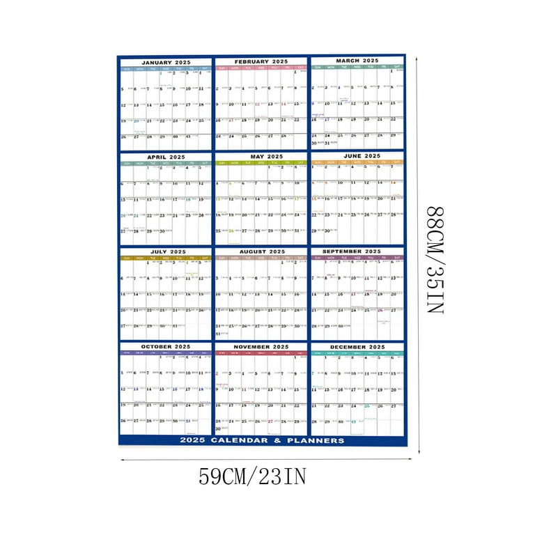 Holloyiver 23 holloyiver-23-x-35-single-2025-wall-calendar-erasable-large-wet-dry-erase-laminated-12-month-annual-yearly-wall-planner-reversible-vertical-blue-walmart-com