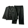 thumbnail image 4 of Men‘s Silk Satin Pajama Set Button Down Sleepwear Tops Long pants Two-Piece Pjs Set, 4 of 6