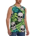 thumbnail image 2 of Kdxio Skull and Palm Leaves for Men's Muscle T-shirt,Sleeveless for Workout Running Athletic Gym Lounge Casual, 2 of 7