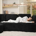 thumbnail image 5 of Muumblus Curved Sectional Sofa, Oversized L-Shaped Couch, Modern Corduroy Sleeper Couches for Living Room, Black (Chaise on Left), 5 of 11