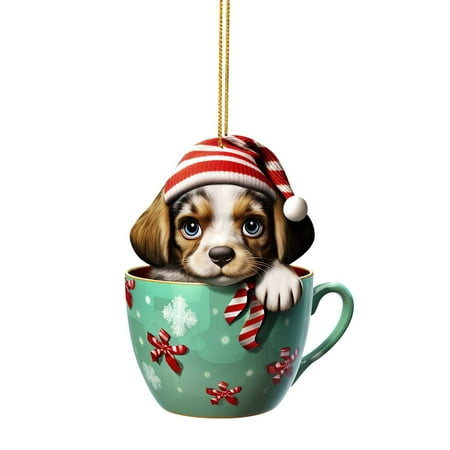 

Sweet Cup Dog Decorative Hanging Indoor Decorative Hanging Fun Acrylic Hanging Christmas Dog Decorations Christmas Door Acrylic Diamonds for Decorating Light Beads on A String Chandelier Ornament
