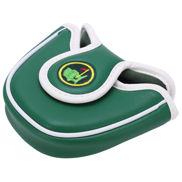 Waterproof PU Fabric Putter Cover - Green Embroidered, Thickened Plush, Magnetic Closure, Semicircle Design For Mallet Putters