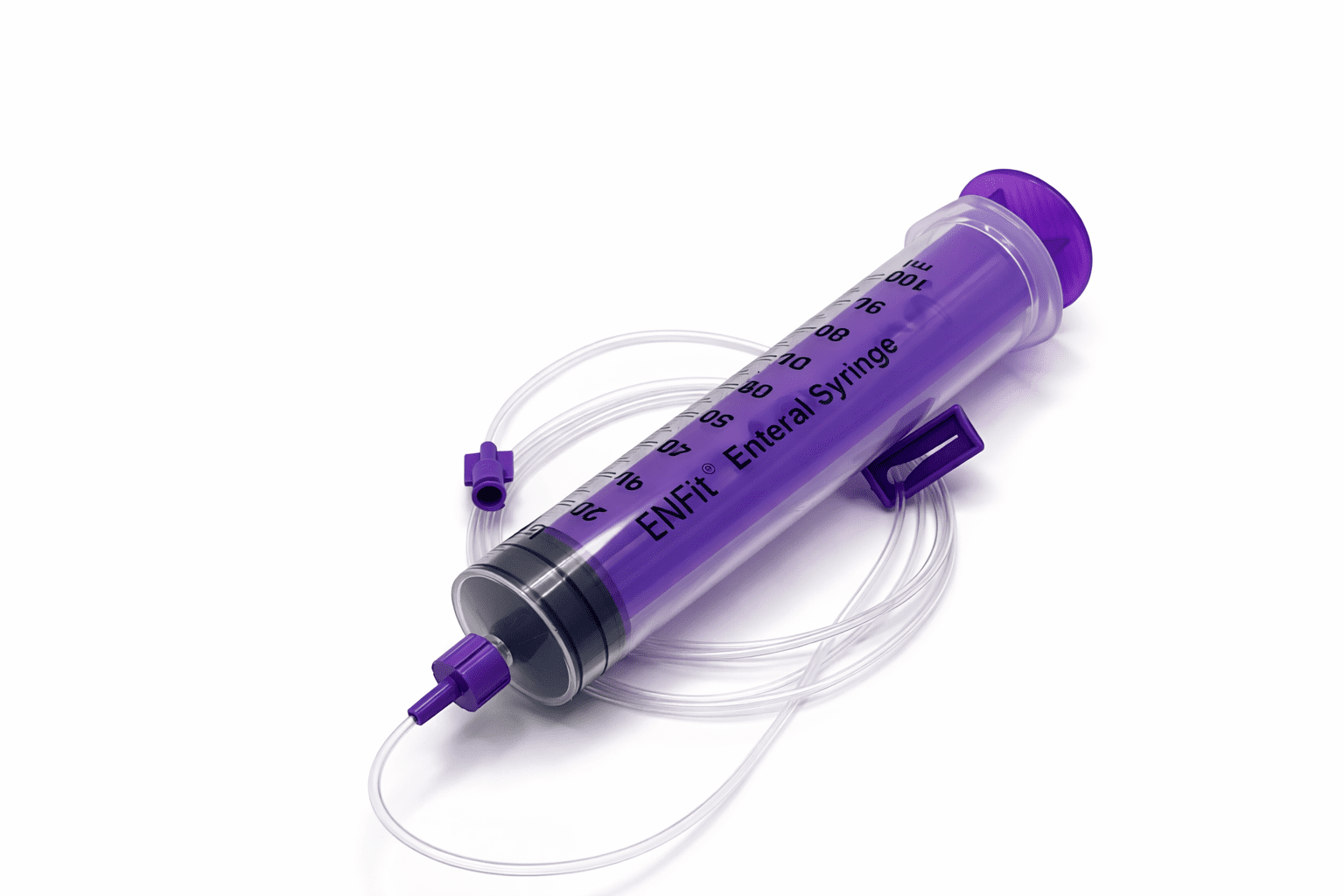 ENFit® Disposable Enteral Sterile Syringe - 100ml (10-Pack, Individually Packaged, Purple Plunger, Latex/DEHP Free, Single Use)