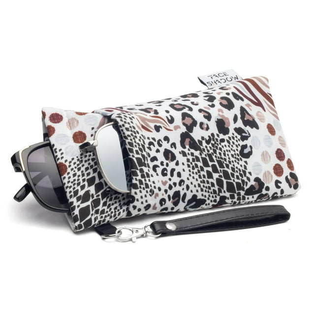 Estuche para anteojos doble suave para mujer y hombre con diseño de sombra de rostro