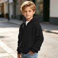 thumbnail image 6 of ZVAVZ Kids Quarter Zip Hoodie Waffle Knit Hooded Sweatshirt Long Sleeve Textured Pullover Hoodies Fashion Casual Back to School Hoody Black 9-10 Years, 6 of 10