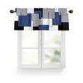 thumbnail image 2 of Window Valance for Kitchen, Navy Blue Color Block Rod Pocket Curtain Valances Short Curtains Drapes Panel, Grey Plaid Abstract Geometric Window Treatment Topper for Bathroom Bedroom 54x18in, 2 of 7