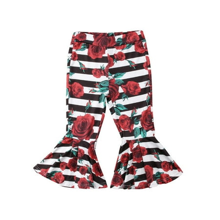 

Suefunskry Baby Girl Ruffle Flare Long Pants Floral Bell Bottom Trousers Leggings
