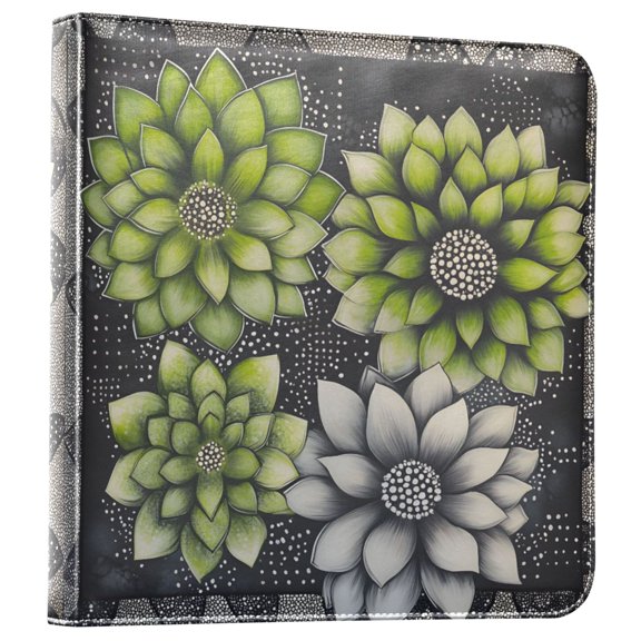 FORMRS 3 Ring Photo Album 4"x6" Self Adhesive Large Capacity PU Leather Cover, Gray Floral