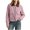 (Fashion 59)Pink, variant on Women's Zip Up Bomber Jacket with Contrast Collar and Large Patch Pockets Cropped Utility Coat for Daily Wear