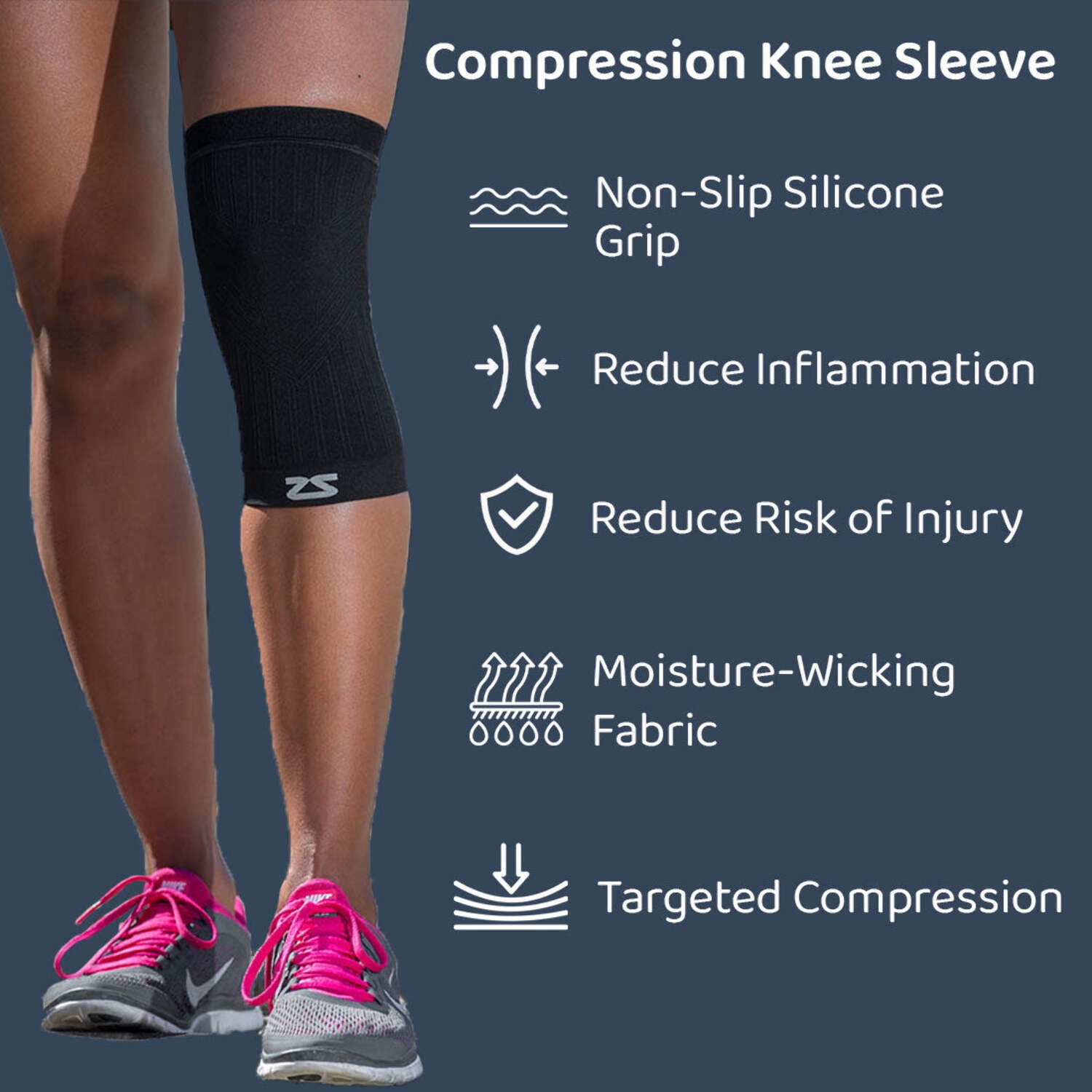 Compression Knee Sleeve M / Blue 1 Pair