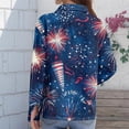 thumbnail image 4 of LNZGNM Independence Day Women's Shirts Patriotic Floral Tops Button Down Long Sleeve Blouses for Office, Navy, 3XL, 4 of 5