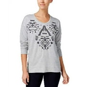 Style & Co Petite Embellished Embroidered Sweatshirt in Industrial Blue Spacedye (Petite Large)