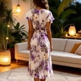 thumbnail image 5 of Women 2026 Summer Spring Floral Boho Midi Dresses Casual Short Sleeve V Neck A Line Flowy Beach Vacation Dress, 5 of 5