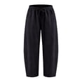 thumbnail image 3 of Linen Capris for Women Linen Barrel Pants Flowy Trousers High Waisted Pull On Pants With Pockets Casual Lounge Pant With Drawstring Women's Linen Capris Elastic Waist Work Relax Fit Lounge, 3 of 7