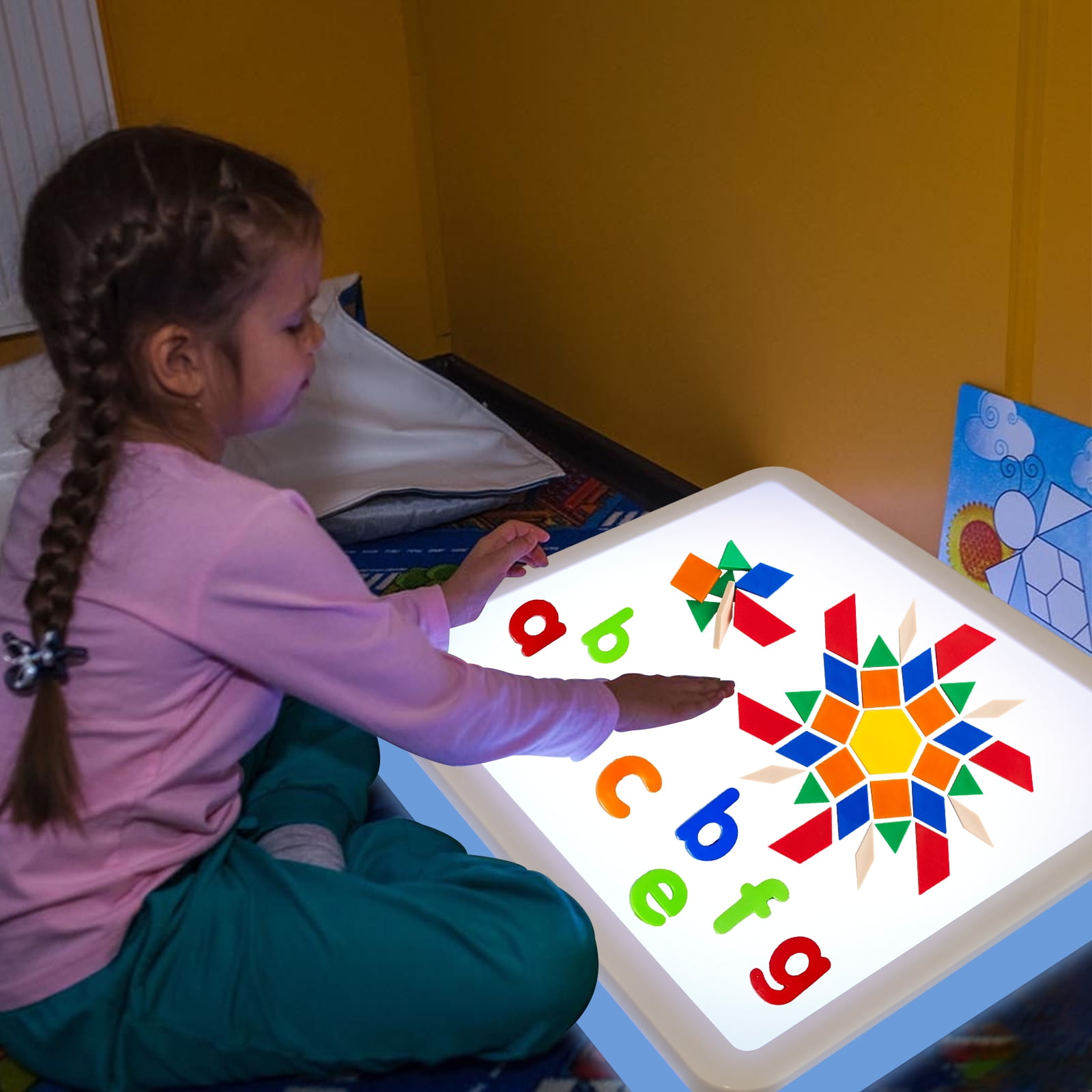 Wekvgz Bright LED Display Table Box for Kids Adjustable Brightness Sensory Desk Color Lighting Discovery Educational Toys for Boys Girls