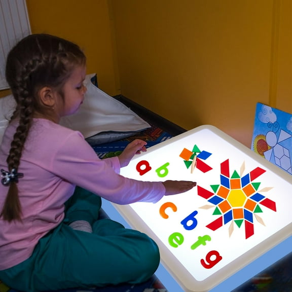 Sand Painting Light Box, Sensory Light Table - 3 Color Temperature & 10 Levels Adjustable Brightness, 16" (Blue)