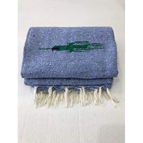 YogaAccessories Thunderbird Supreme Mexican Yoga Blanket - Light Blue