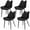 Black, variant on Costway Dining Chair Set of 4 Faux Leather Upholstered Kitchen Chairs with Metal Legs Black