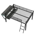 thumbnail image 6 of Euroco Metal Frame Desk LED Light Full Loft Bed with Under Bed Storage for Kids Teens Black, 6 of 12