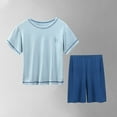 thumbnail image 2 of Taqqpue Girls Boys 2 Piece Outfit Summer Short Sleeve Loose Fit Round Neck T-Shirt and Shorts Set Casual Solid Color Activewear Sweatshirt for Kids 2-16Y, 2 of 5