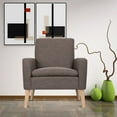 thumbnail image 2 of Dazone Modern Accent Chair Single Sofa Comfy Fabric Upholstered Arm Chair Club Bar Sofa Living Room (Light Brown), 2 of 9
