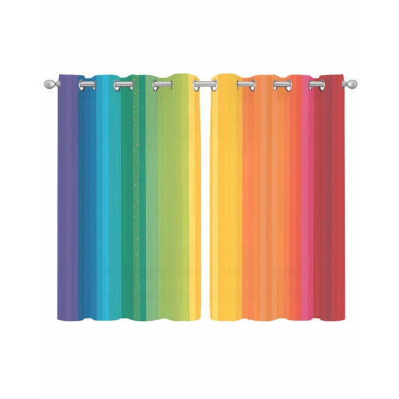 Rainbow Striped Sheer Curtains 54 Inch Length 2 Panels Set for Living Room/Bedroom, Colorful Gradients Modern Abstract Art Kitchen Curtains Grommet Semi-Sheer Curtains Window Treatments 42"x54"x2