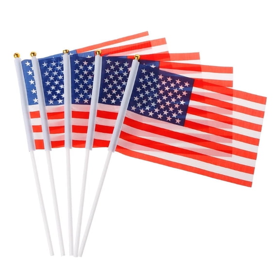 5 Pcs Mini American US USA National Flags Hand Waving Small Banner Poles