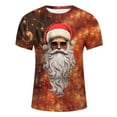 thumbnail image 2 of Mens Christmas Shirts Tops Short Sleeved Round Neck Daily Santa Mens Long Sleeve Tee Shirts,Orange,2XL, 2 of 3