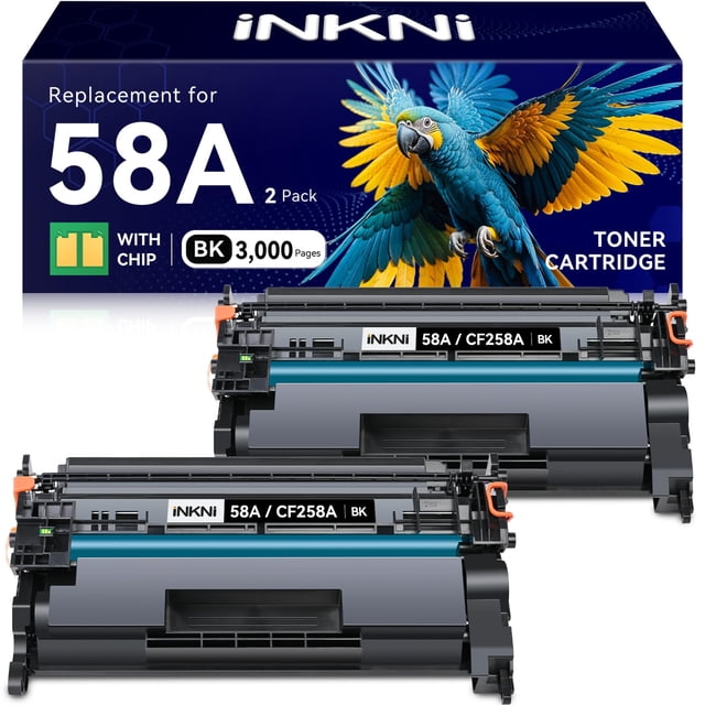 Cartucho de tóner InkNi CF258A 58A negro, paquete de 2 unidades para impresora HP