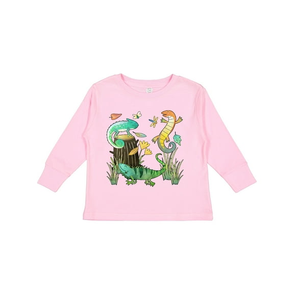 Inktastic Cute Lizards Hanging out Boys or Girls Long Sleeve Toddler T-Shirt