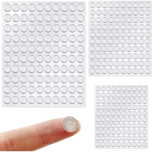 300 Pcs Combo Pack Clear Adhesive Bumper Pads, 3 Sizes Round Self Adhesive Sound Dampening Transparent Rubber Feet Pads for Cabinet Doors Drawers Glass Tops Picture Frames Cutting Boards