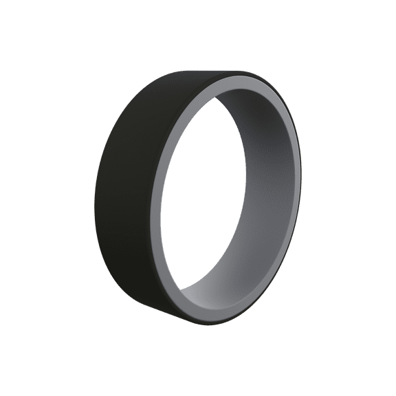 QALO Men's Strata Silicone Ring - Breathable & Durable Wedding Silicone Bands - Mens Grey/Black Size 9