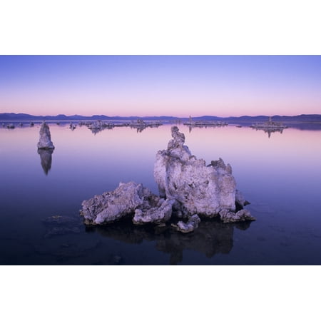 USA California Tufa Formations And Lake At Dusk Mono Lake Tufa State Reserve Stretched Canvas - Greg Vaughn  Design Pics (17 x