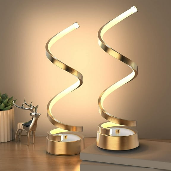 Table Lamps for Living Room Set of 2, Gold Dimmable LED Lamp, Small Bedside Lamps, Nightstand Lamp for Bedroom Home Office Living Room