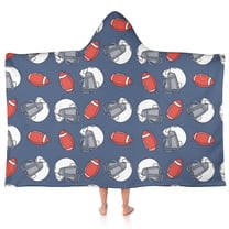 Blue Football Helmets and Balls Pattern Hooded Bath Towel，50"x30" for Ages 3 To 12 Kids, Quick Dry Lightweight Soft Microfiber Hood Beach Towel Cover Up for Kids