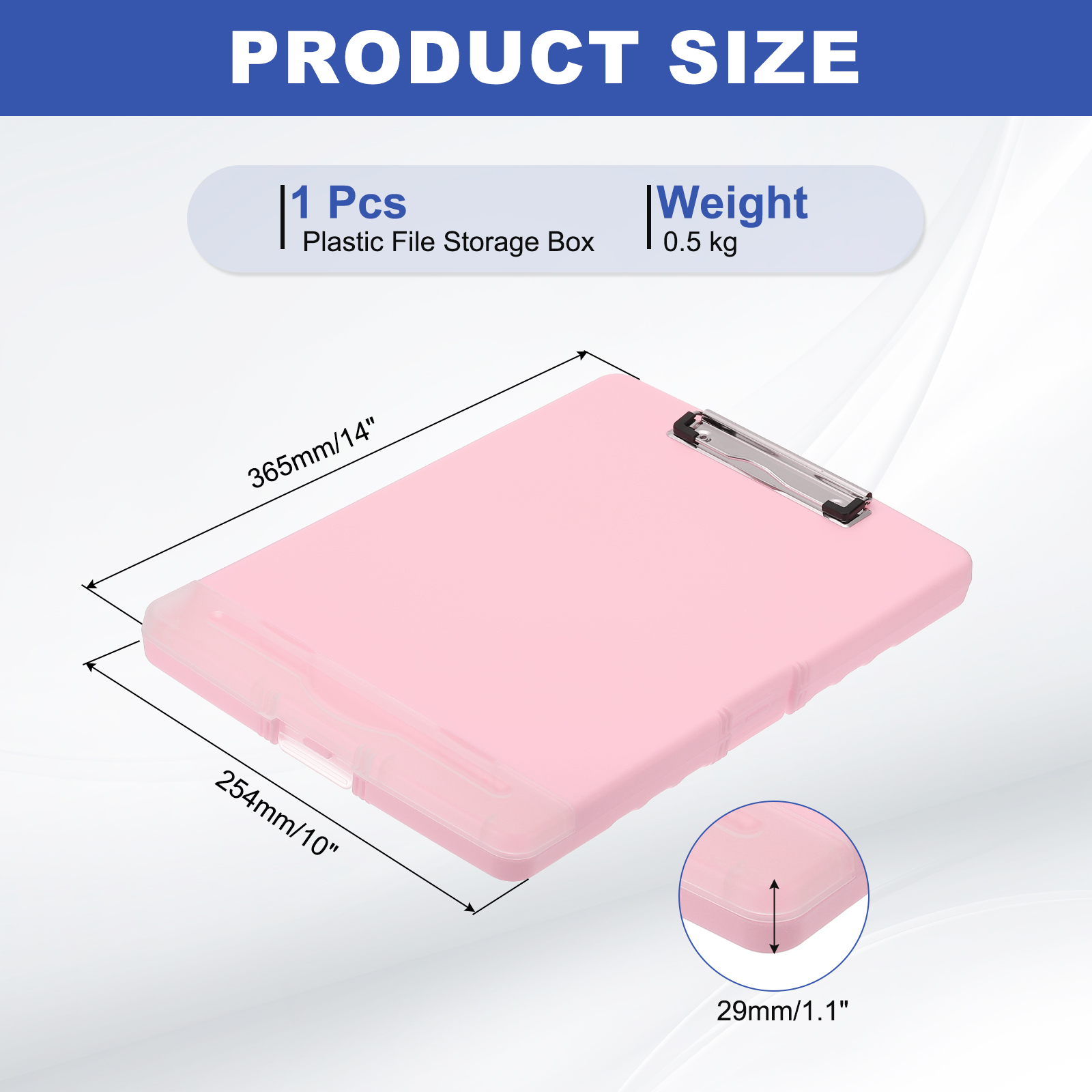 Uxcell 14'' x 10'' Metal Clipboard with Plastic Storage Large Capacity Clipboards Case for Writing Pink