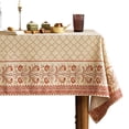 thumbnail image 1 of Mantel ISAENNE de lino con diseño floral 140x140 cm amarillo pálido, 1 of 9