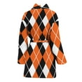 thumbnail image 2 of Orange White And Black Argyle Women Bathrobe One Size Univeral Fits, Checkered Caro Plaid Tartan Fashion Lightweight Plush Fleece Long Robe For Women, 2 of 3