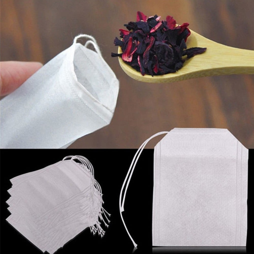 200Pcs Disposable Tea Filter Bags Empty Cotton Drawstring Seal Filter Tea Bags