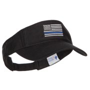 Thin Blue Line USA Flag Embroidered Washed Visor - Black OSFM