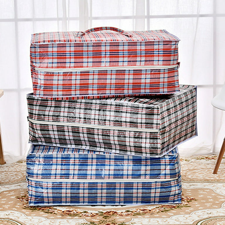 Large Strong and Durable Jumbo Bags with Zipper Handles Checkered, Reusable Store Zip Bag for Laundry/Shopping/Moving/Storage, Adult Unisex, Size: 70