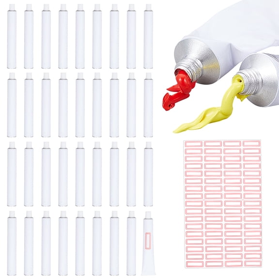 36Pcs Empty Aluminum Paint Tubes 20 ml Blank Aluminum Tube Empty Toothpaste Paint Tubes for Oil Paint with 1 Sheet Self Adhesive Label Oil Paints Tube