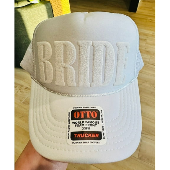 Southern Attitude Designs-Bride Puff Vinyl White Unisex Foam Trucker Hat