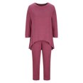 thumbnail image 5 of BSDJILFG Pj Sets for Women Plus Size Textured Ribbed Soft Knit Shirts Matching Lounge Pants ,,XL-5XL, 5 of 6