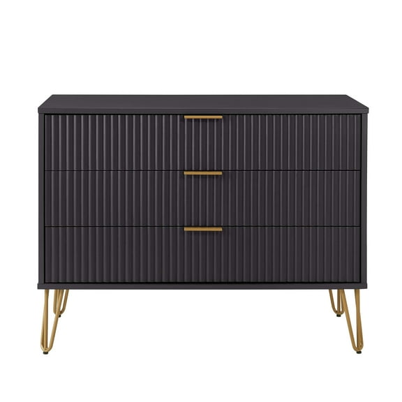 DUMBO Modern Engineered Wood Dresser with 3-Drawers in Black